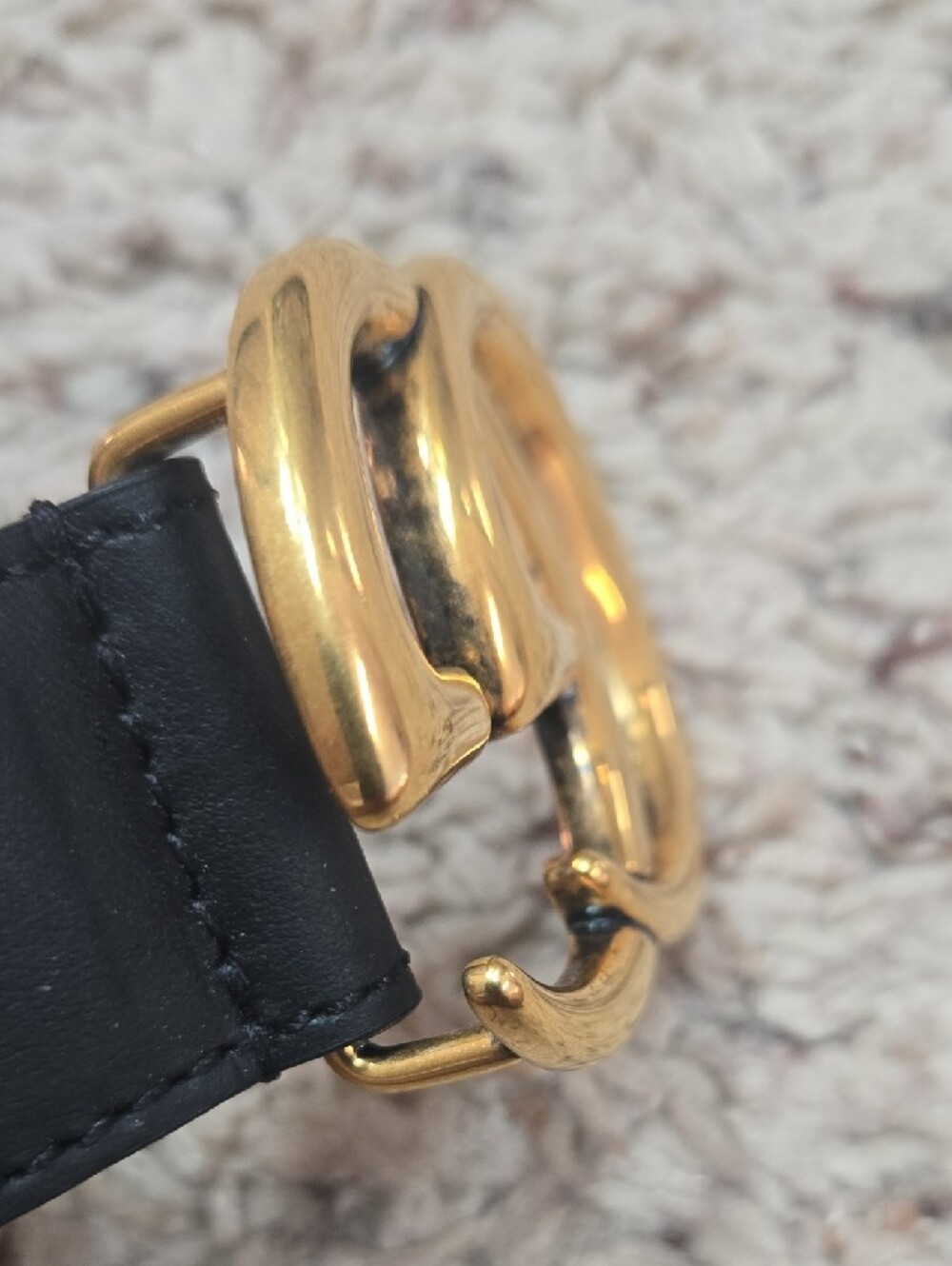 Gucci Gold Double G Logo Leather Belt Buckle - Picture 13 of 13